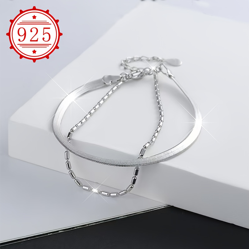 925 Silver Snake Chain Bracelet Boho Style Low Allergy Tarnish Resistant